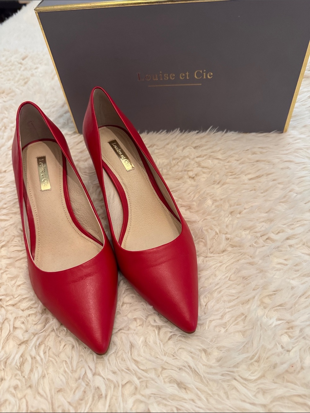 Louise et Cie Red Pointed-Toe Leather Pumps